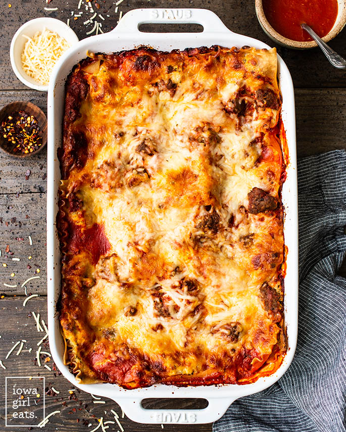 overhead p،to of a baked gluten free lasagna