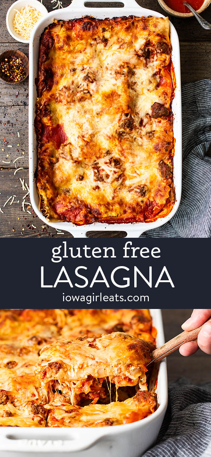 photo collage of gluten free lasagna