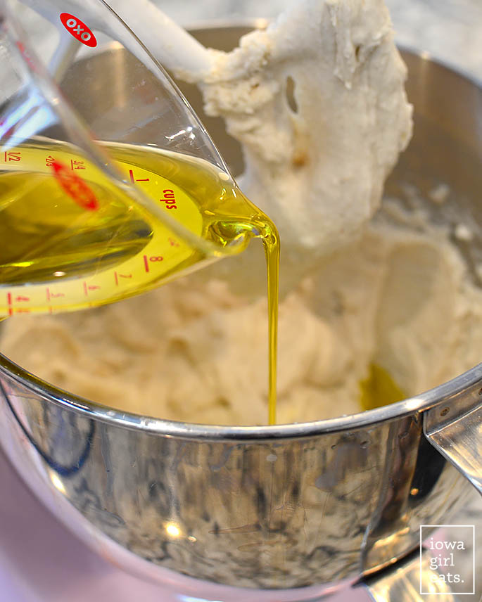 oil being added to gluten free pizza crust