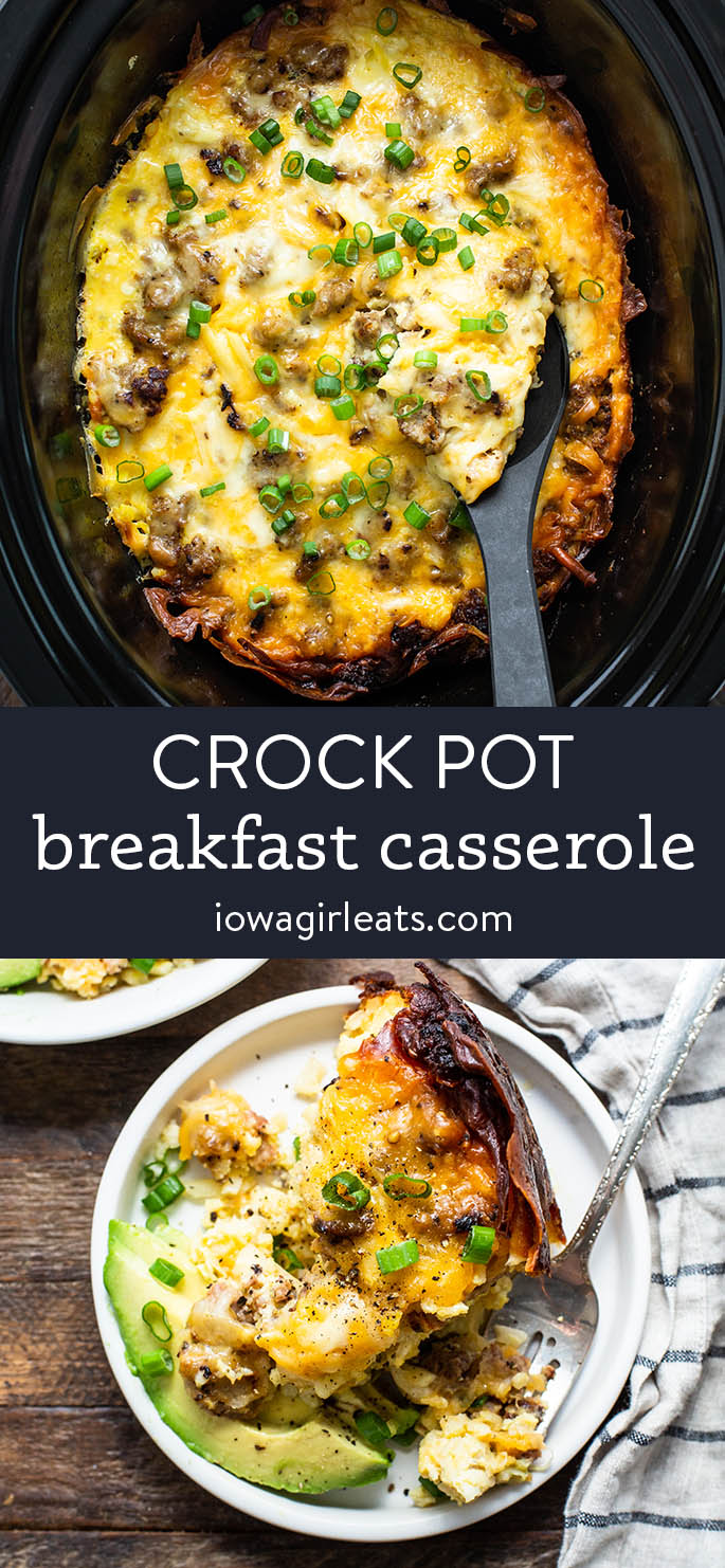 photo collage of crock pot breakfast casserole