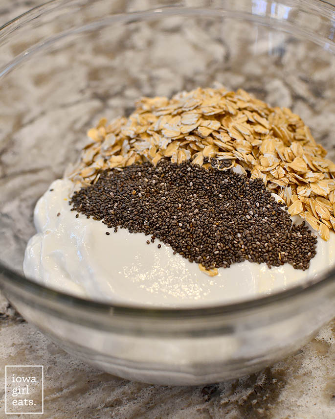 overnight oats mixture in a mixing bowl