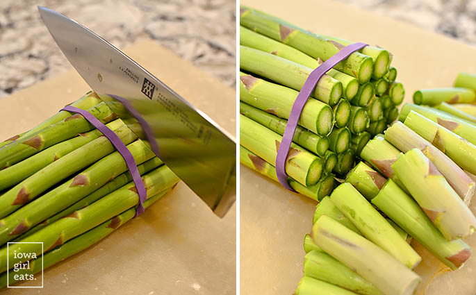 Cut off the ends of the asparagus