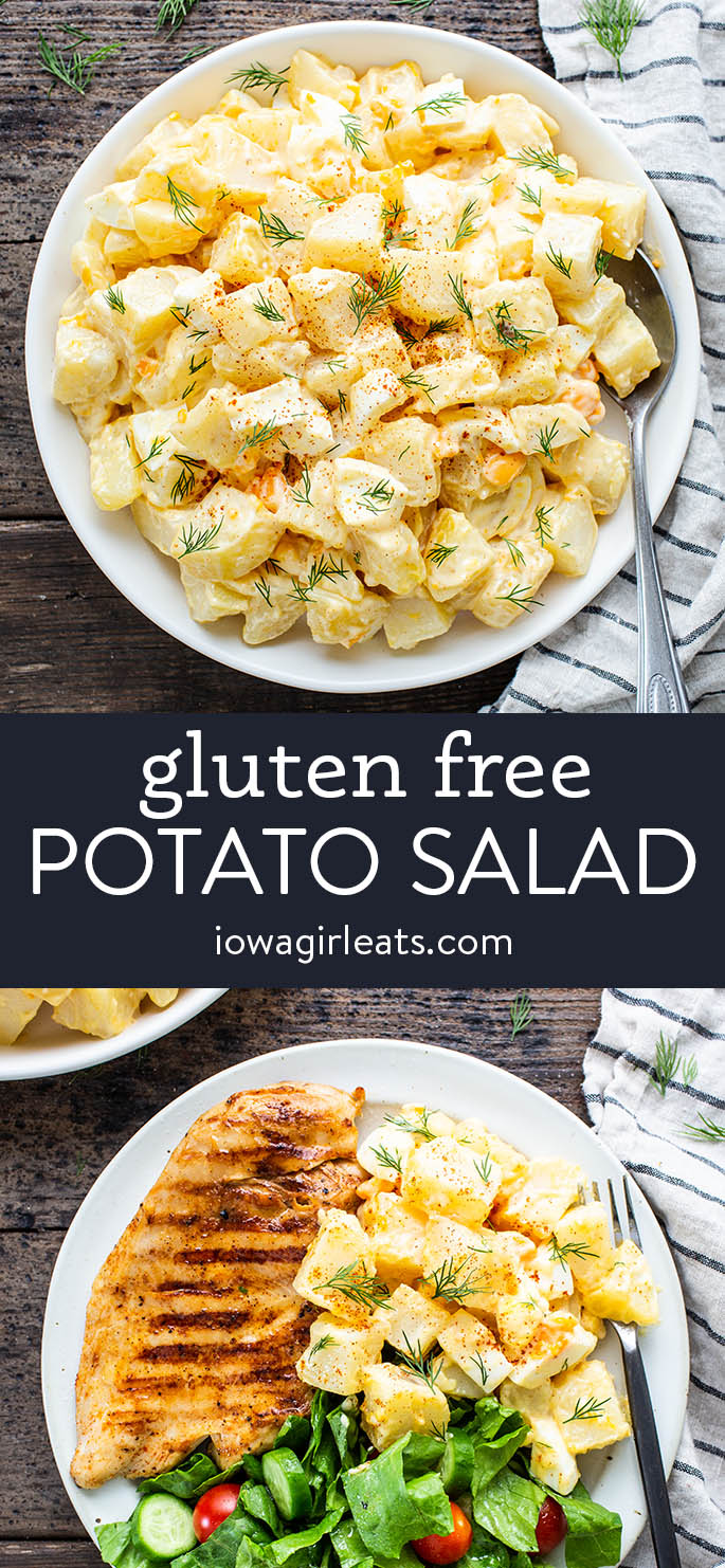 photo collage of gluten free potato salad