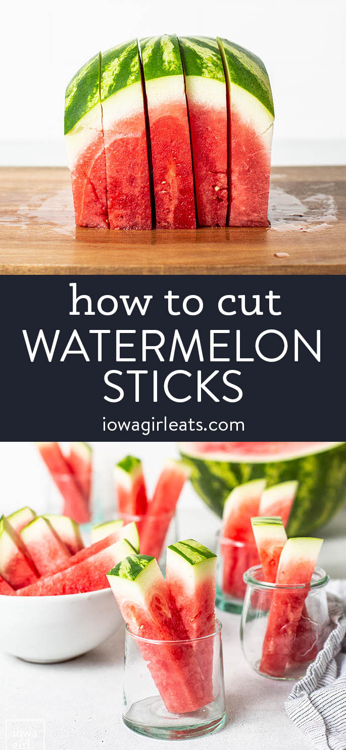 photo collage of watermelon sticks