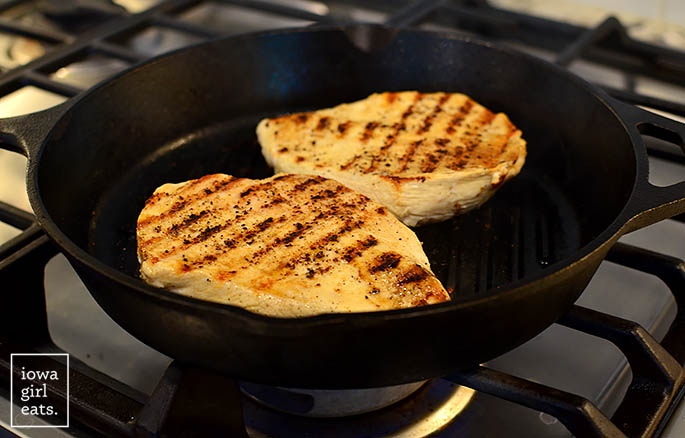 chicken breasts in a grill pan