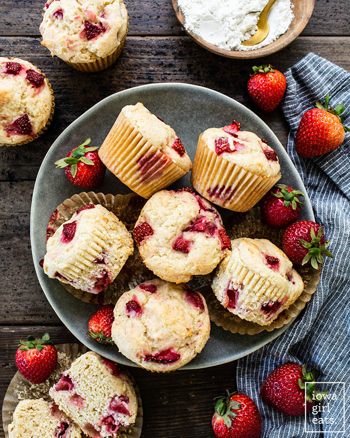 gluten free strawberry muffins on a plate