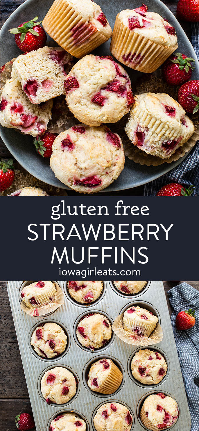 photo collage of gluten free strawberry muffins