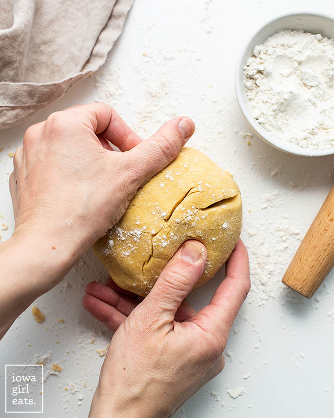 hand kneading gluten free pasta dough