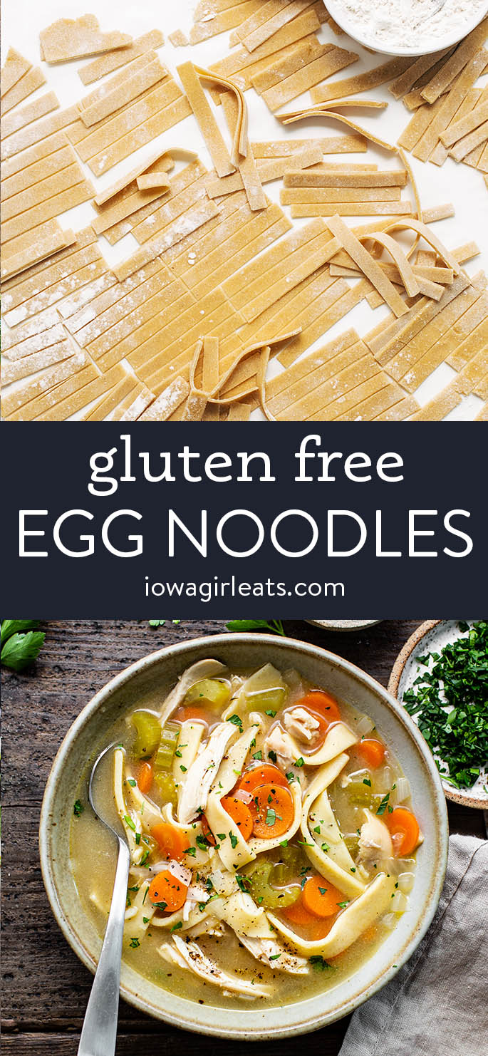photo collage of gluten free egg noodles