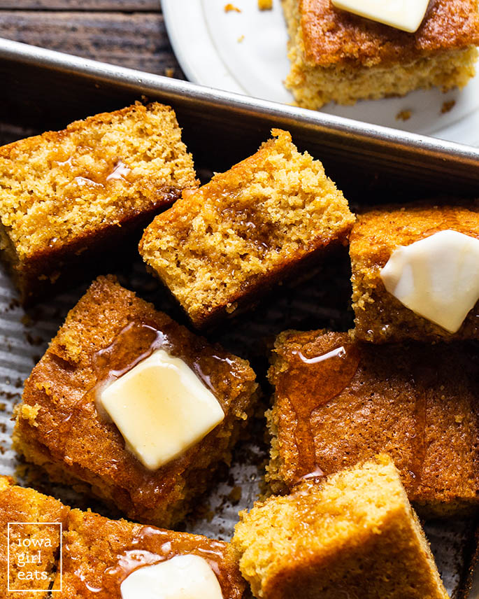 gluten free cornbread with butter and honey