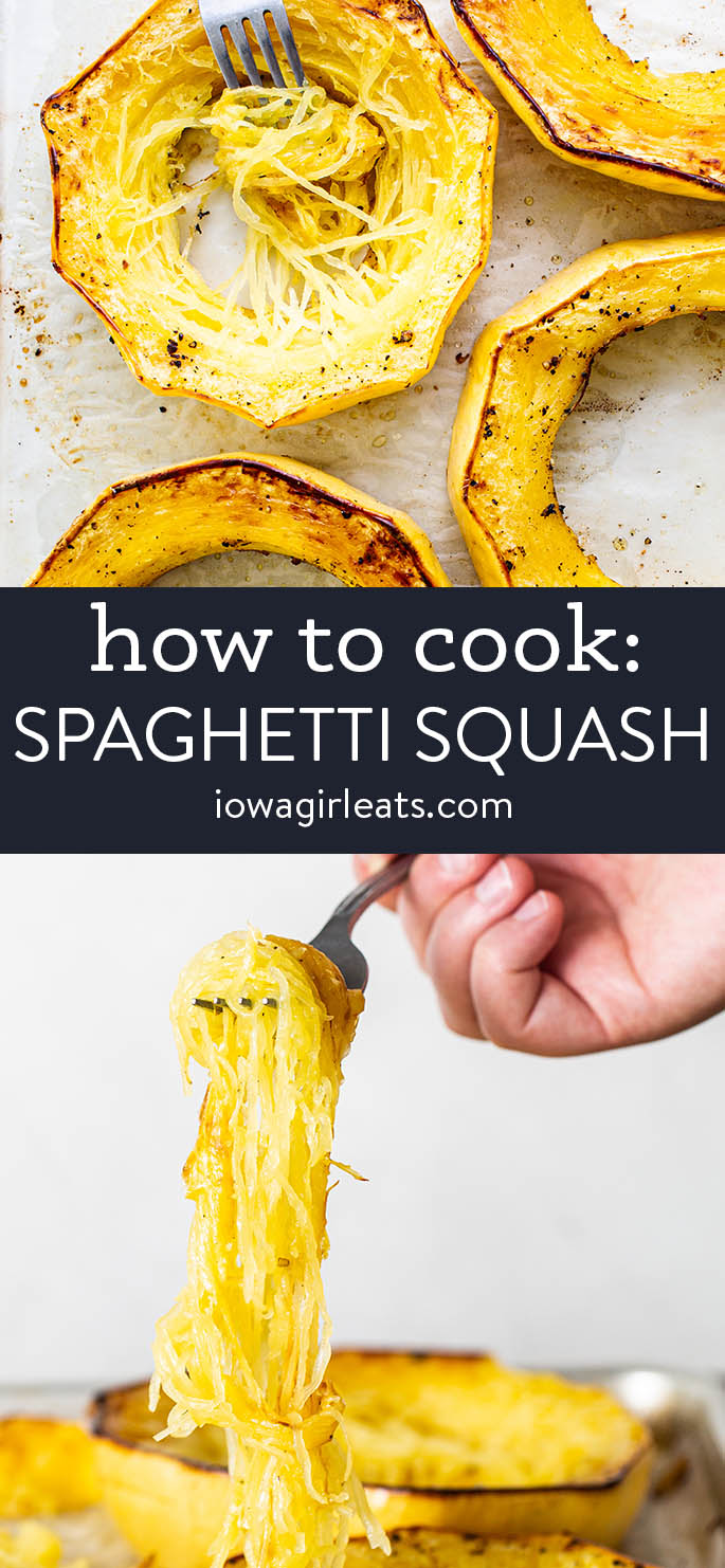 photo collage of the best way to cook spaghetti squash