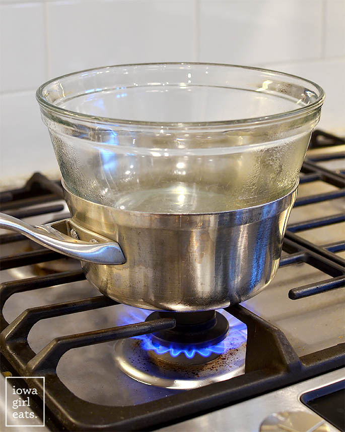 a double boiler on the stove