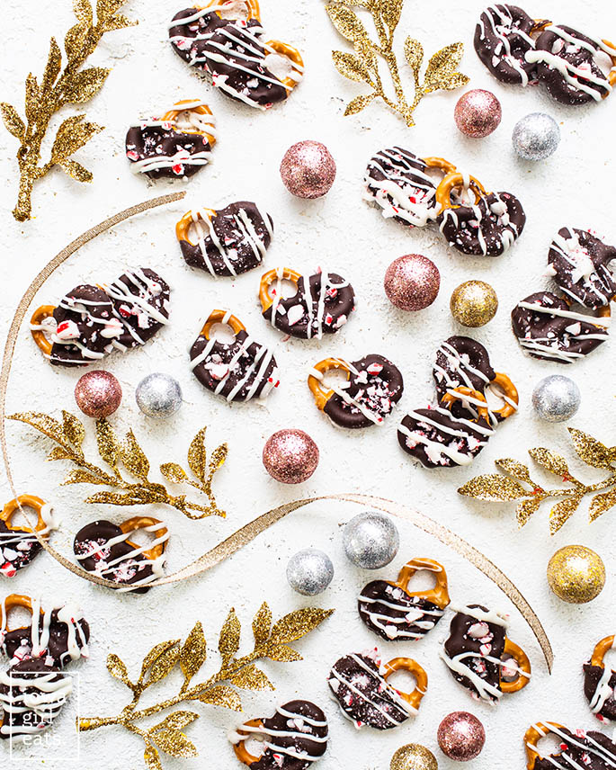 chocolate peppermint covered pretzels for the holidays