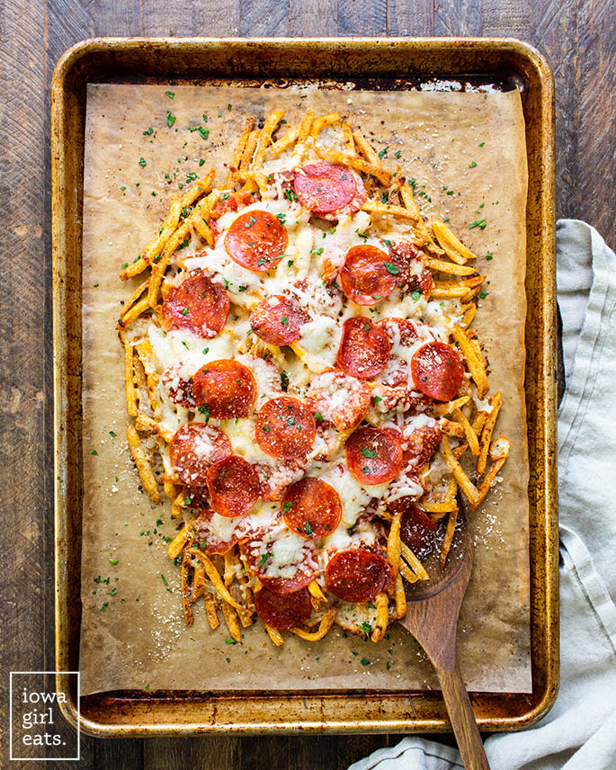 pizza fries on a baking pan