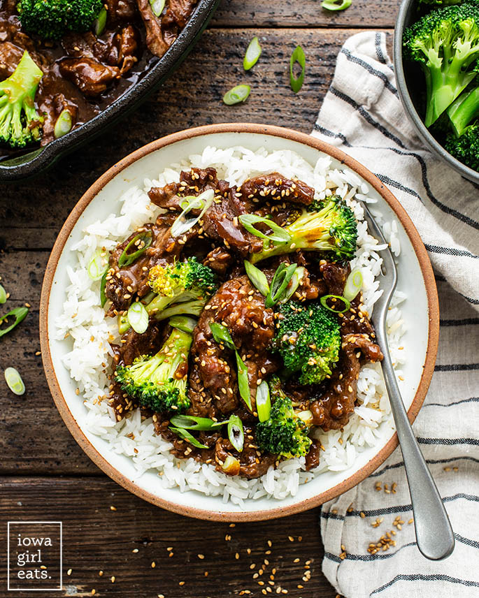 beef and broccoli over rice
