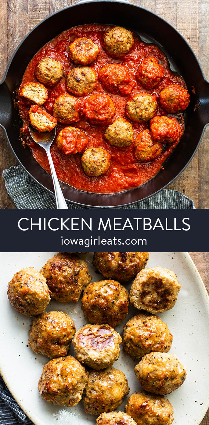 photo collage of chicken meatballs