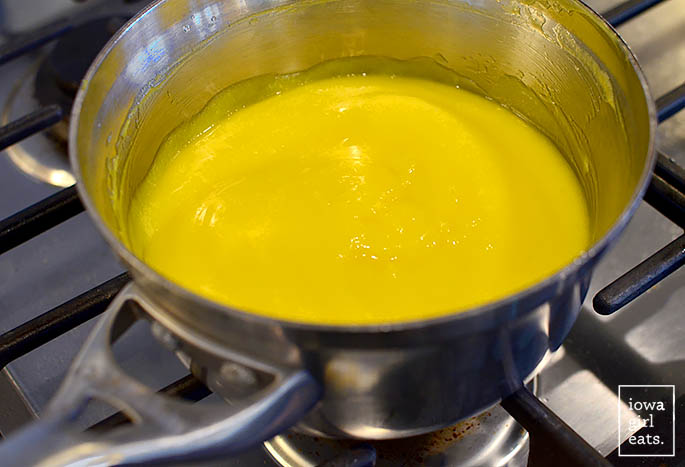 cooked lemon curd in a saucepan