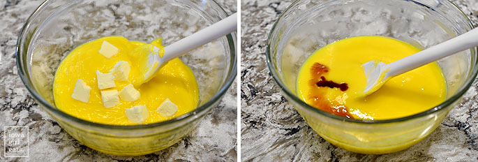 Euh et vanille ajoutées à la recette de crème au citron