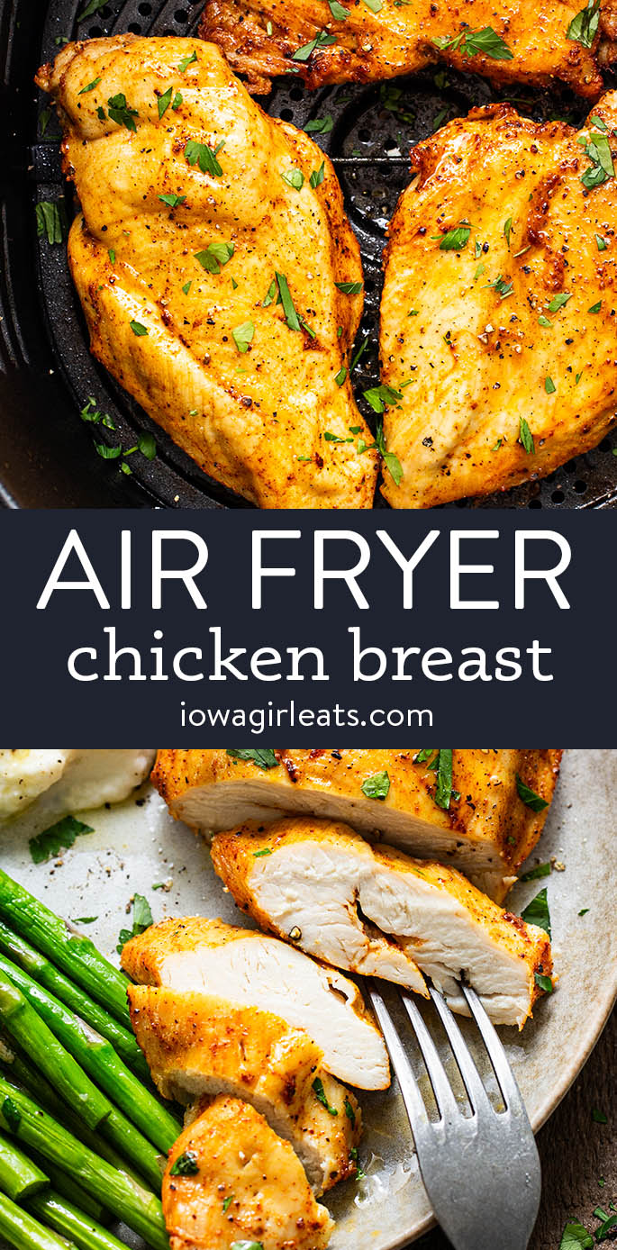 photo collage of air fryer chicken breast