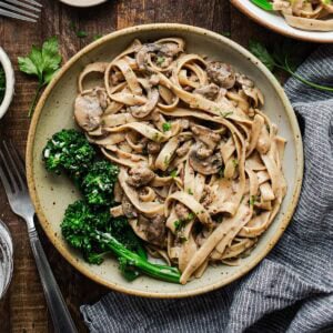 plate of ground beef stroganoff