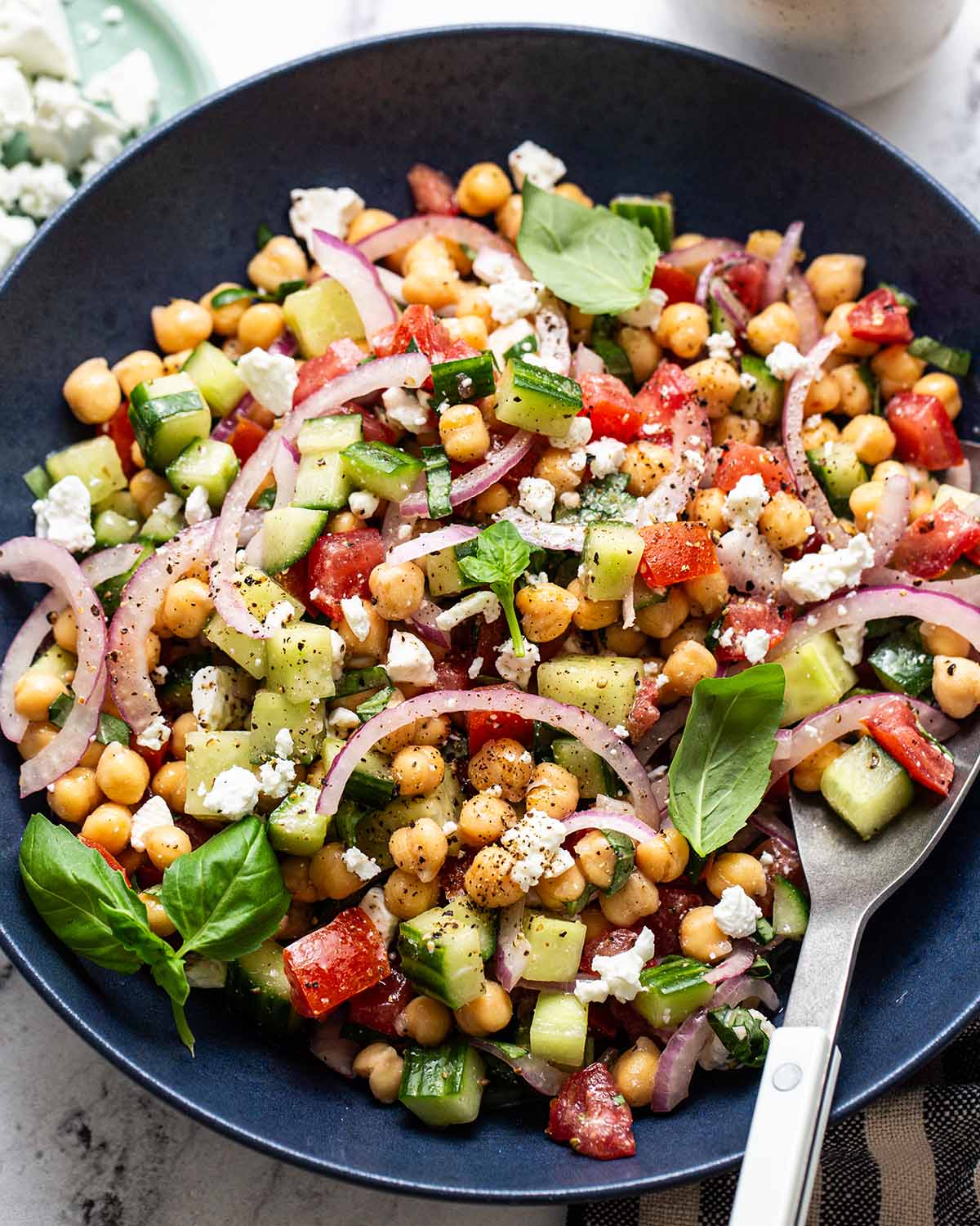 close up photo of chickpea salad