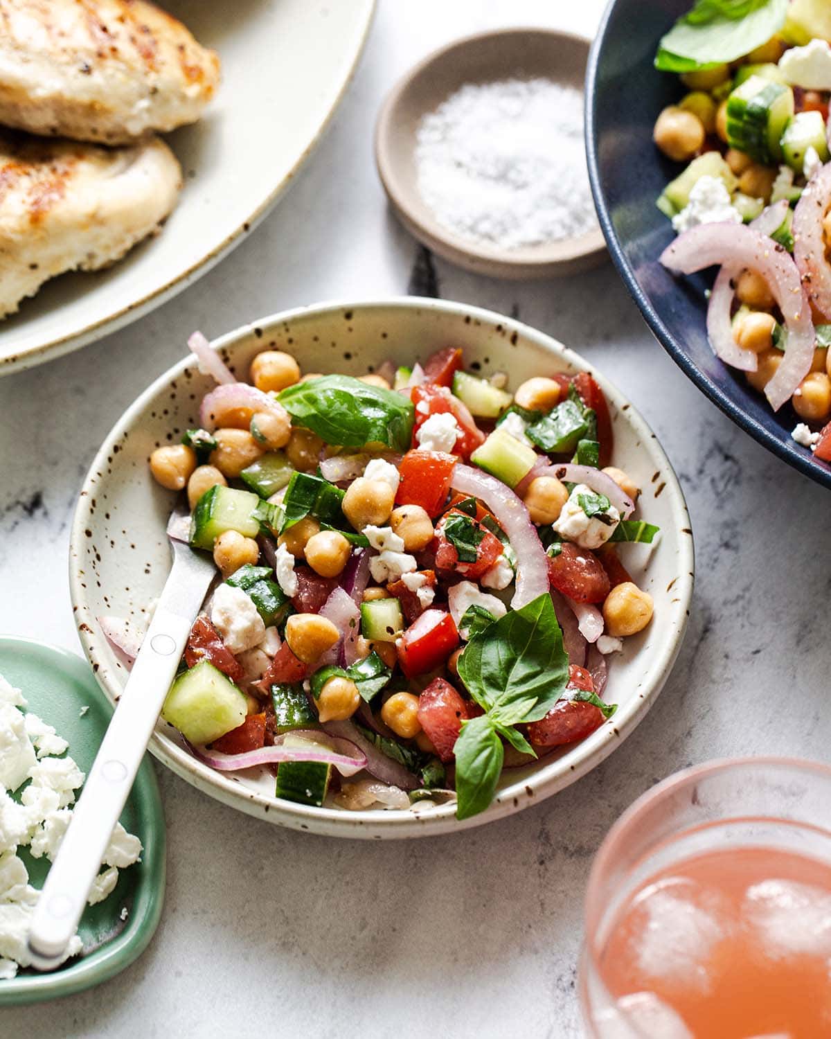 small serving of chickpea salad