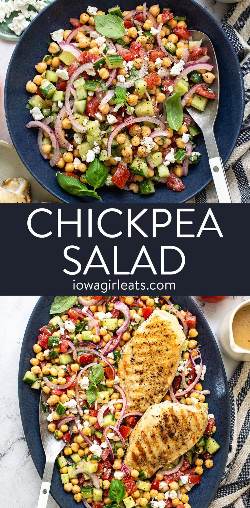 photo collage of chickpea salad