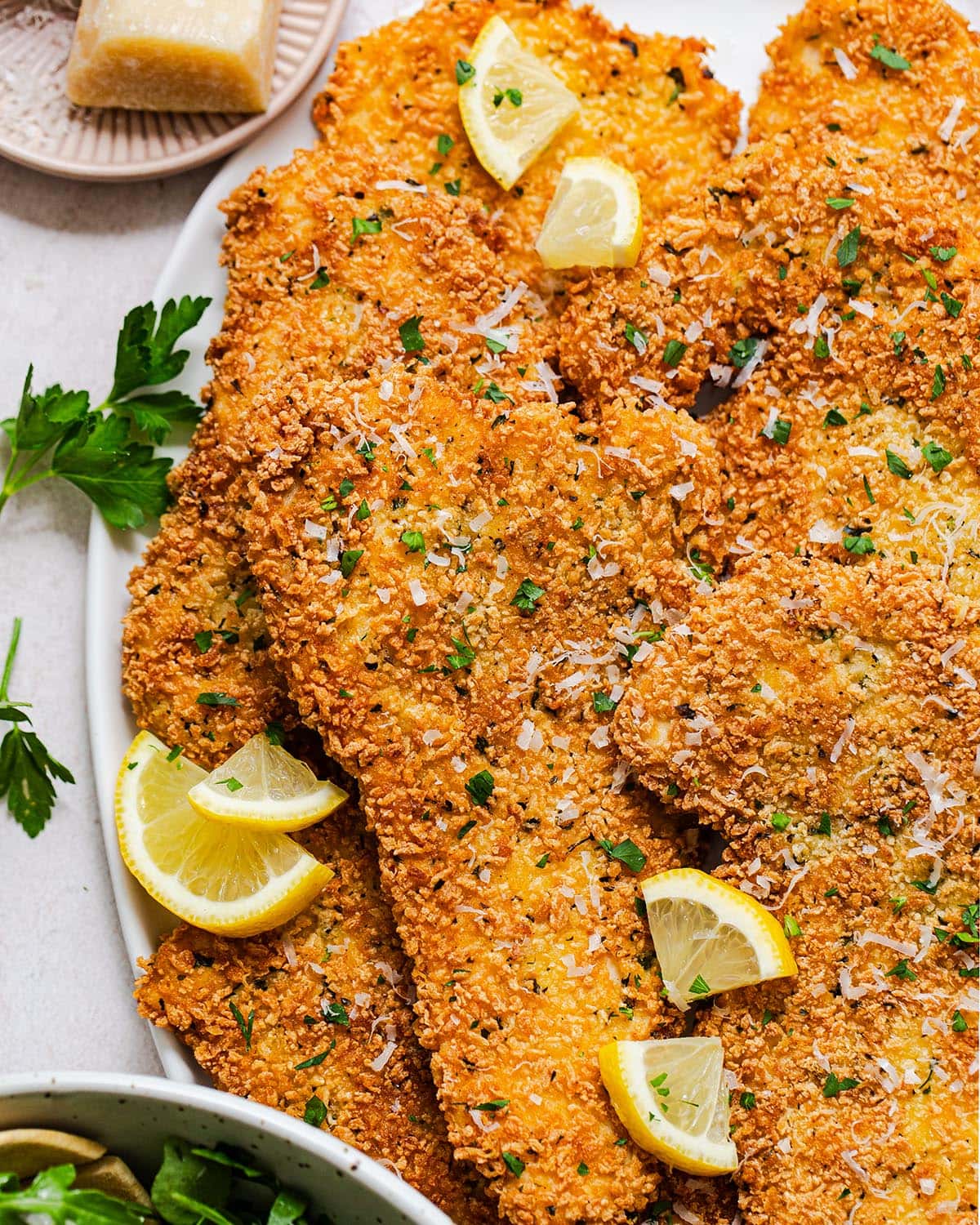 gluten free chicken cutlet sprinkled with parsley