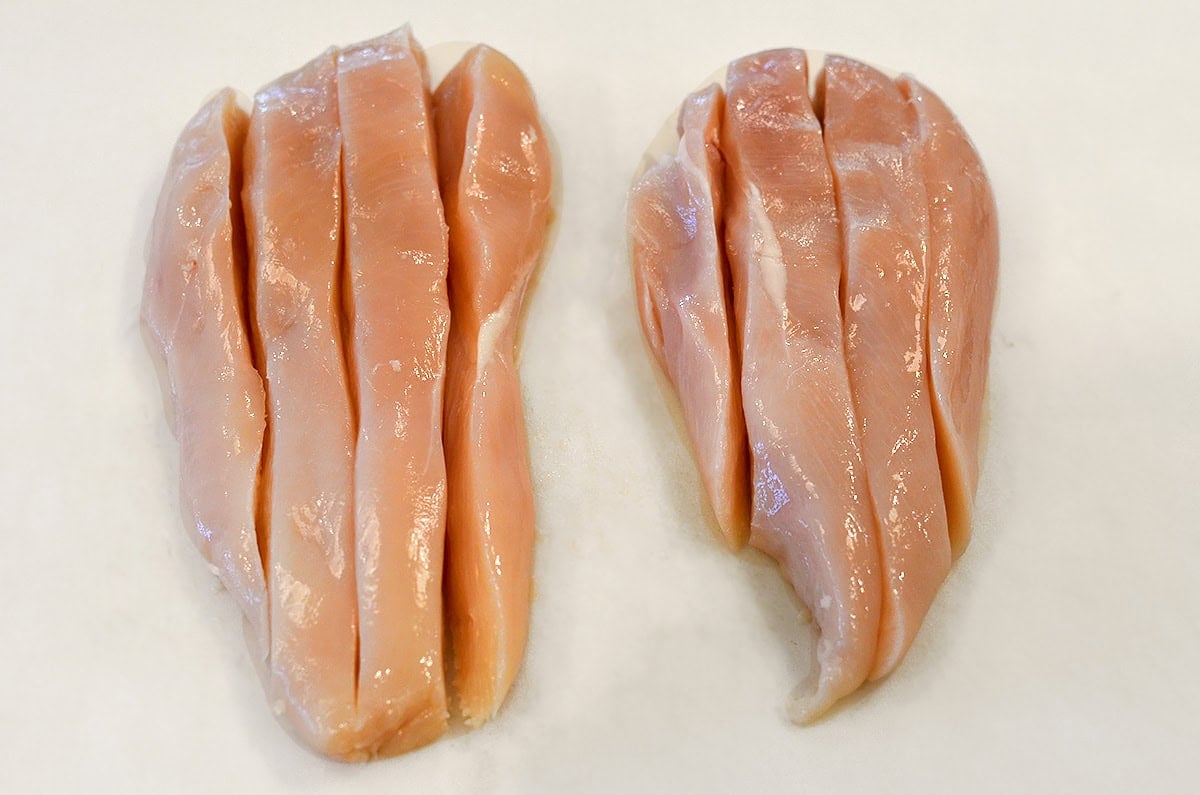 chicken breast sliced into strips