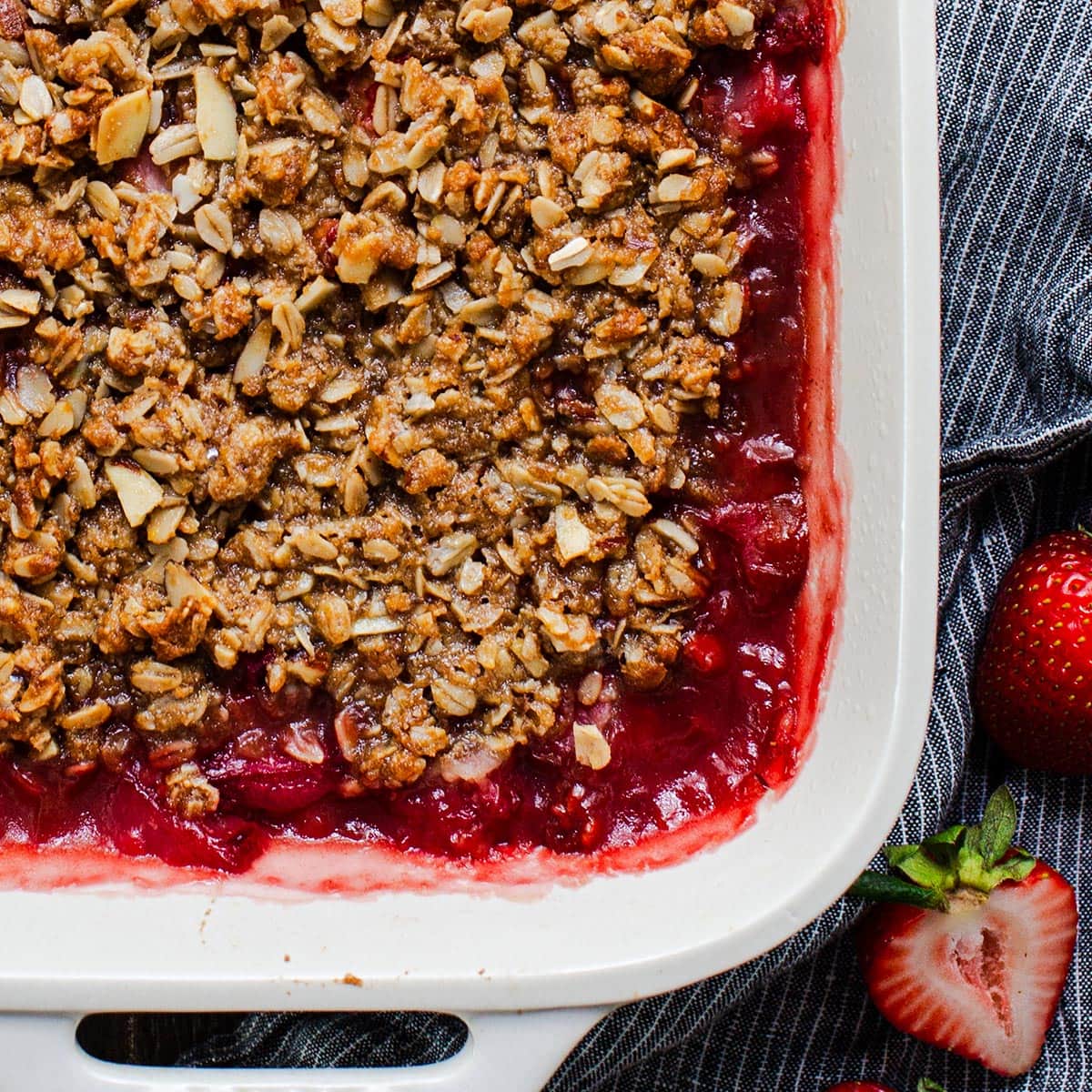 Strawberry Rhubarb Crisp (Easy + Cozy)