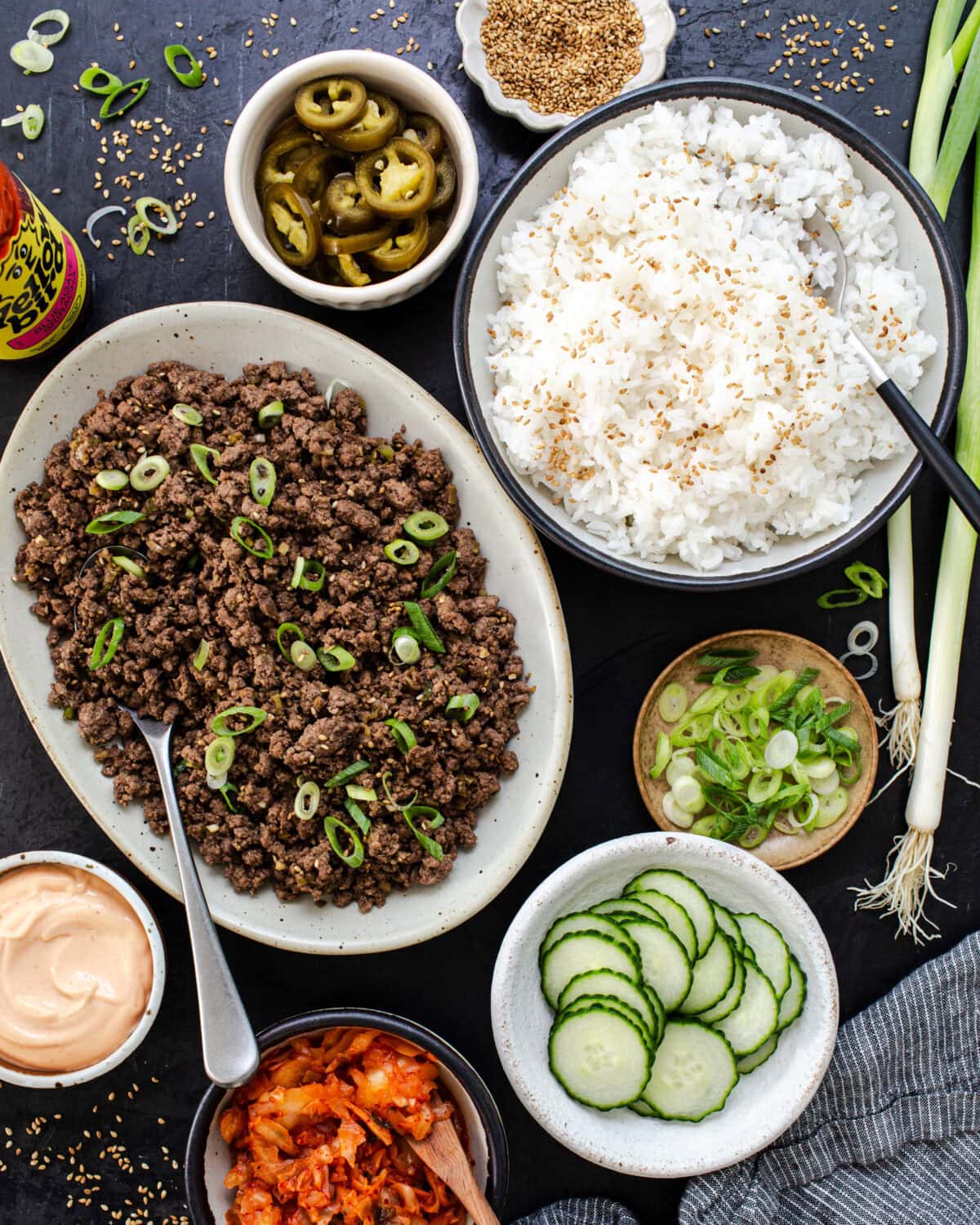 ingredients for korean style beef bowls
