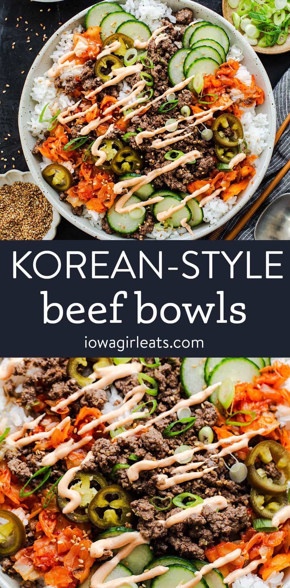 photo collage of Korean style beef bowls