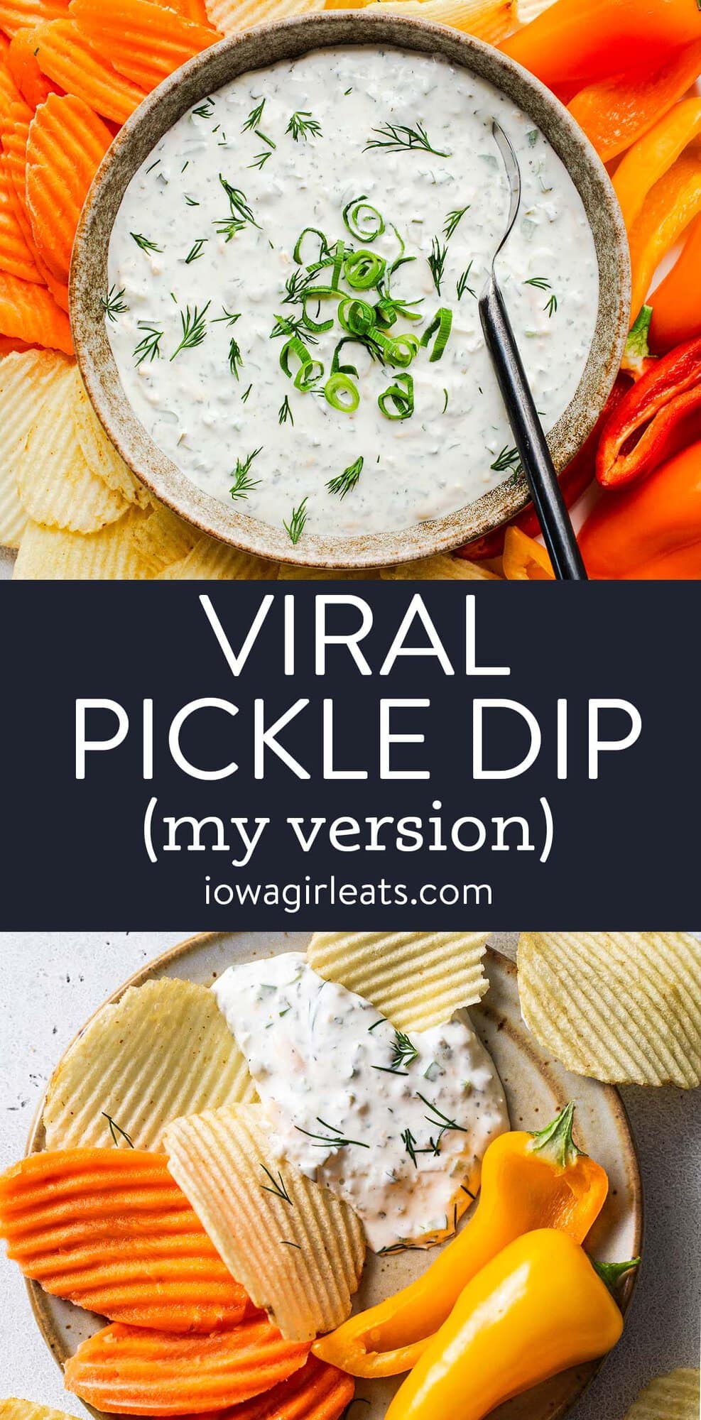 photo collage of viral pickle dip