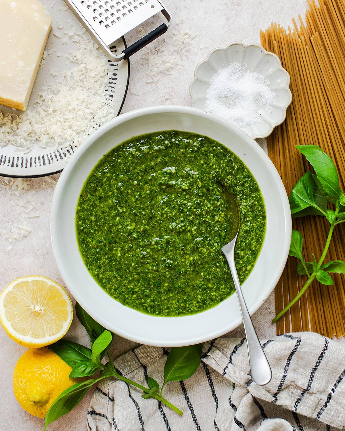 homemade pesto in a bowl