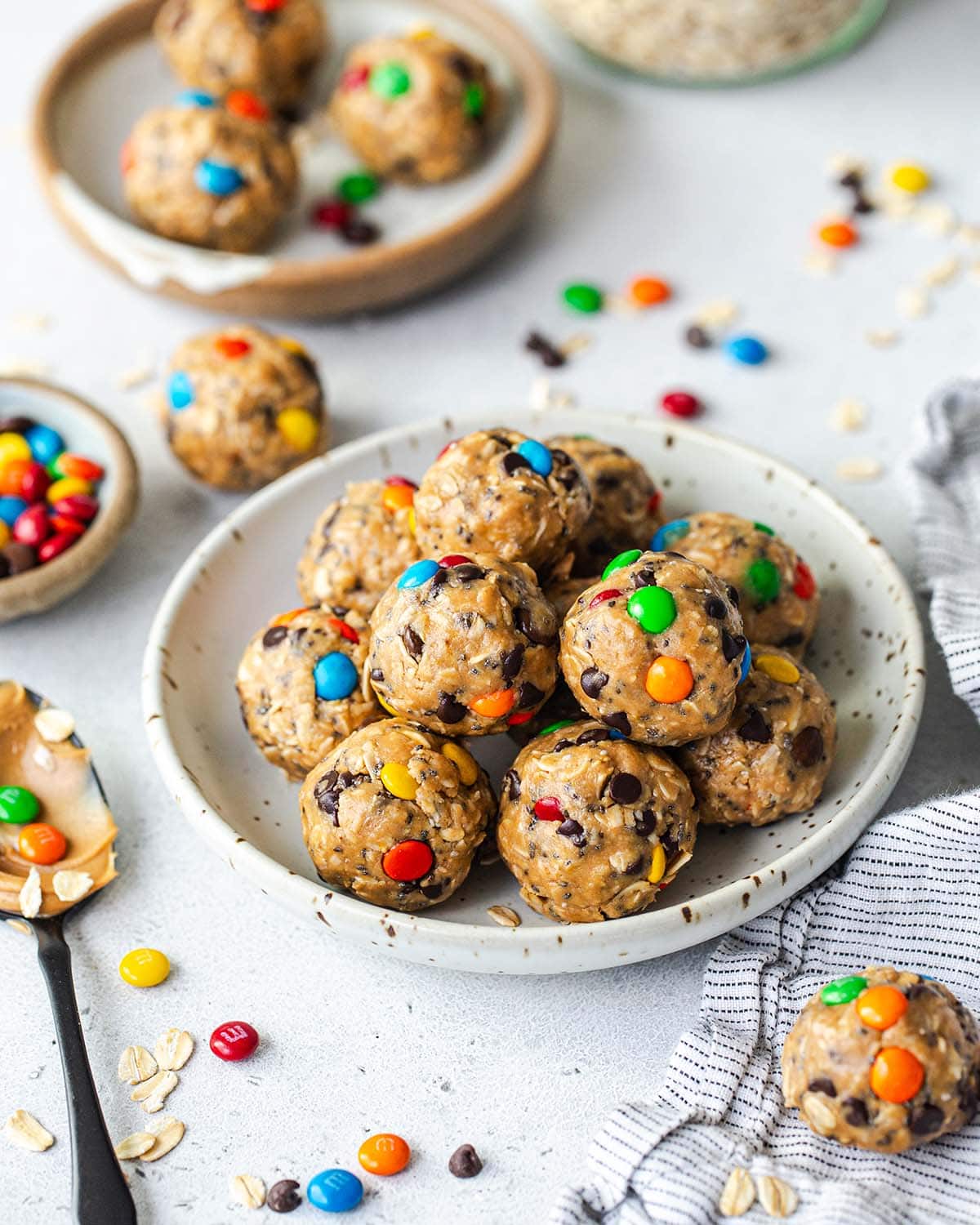 bowl of monster cookie energy bites
