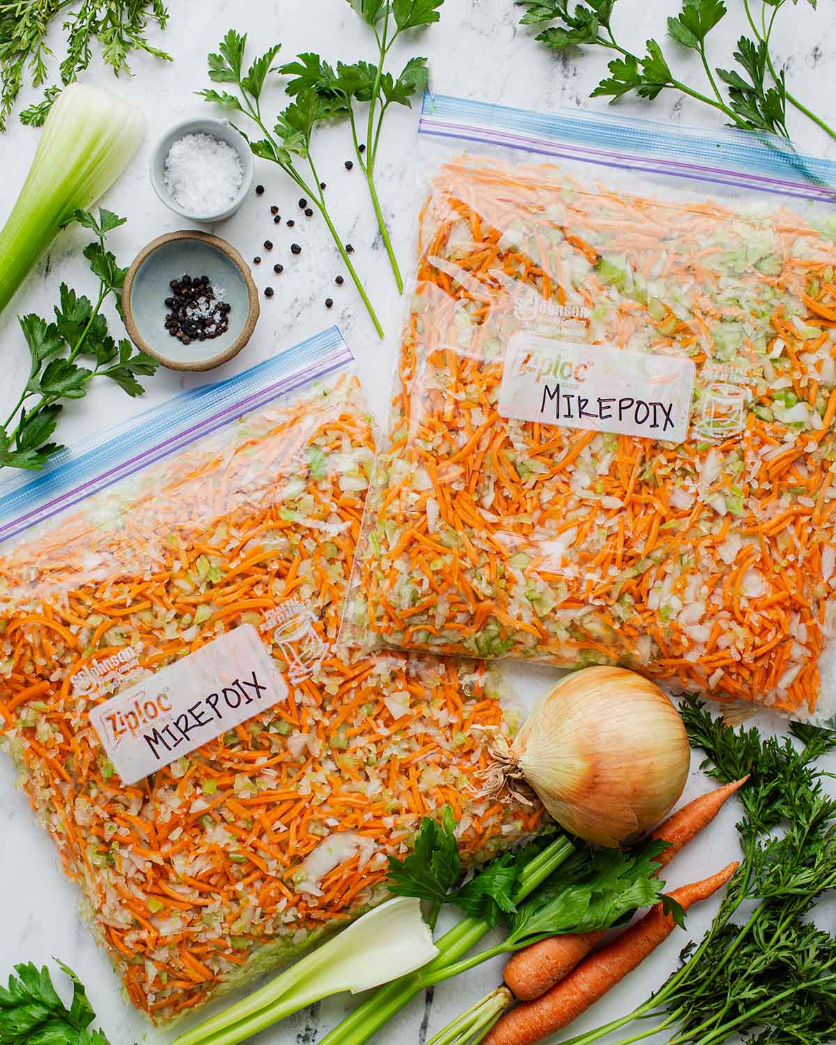 freezer mirepoix in bags